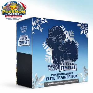 Pokémon TCG Sword and Shield - Silver Tempest Elite Trainer Box featuring Alolan Vulpix