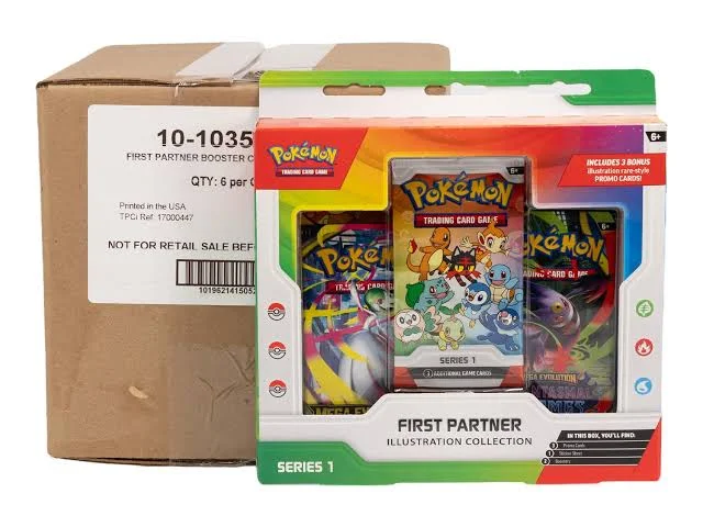 Pokemon First Partner Series 1 Illustration Collection Box - Pokémon TCG First Partner Illustration Collection Series 1 box with promo cards and booster packs